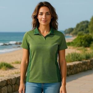 Adidas Climacool Pullover Green Striped Polo Shirt Size Small